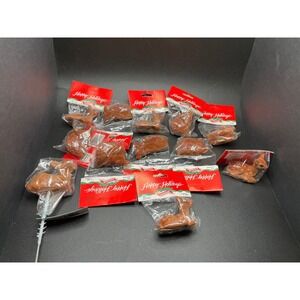 12 VTG Spotted Deer Doe Fawn Figures Brown felt Holiday Decor Craft DOS Bambi